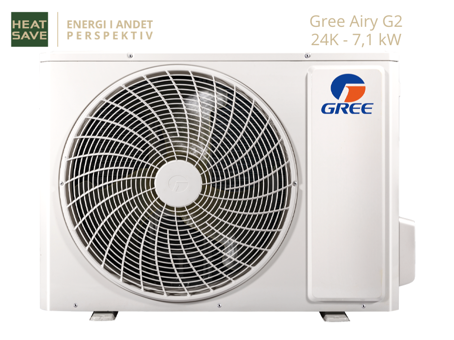Gree Airy G2 24K 7,1 kW – Luft/luft varmepumpe udedel